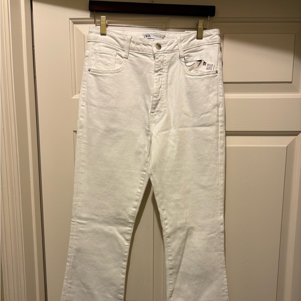 Zara High-Rise White Jeans